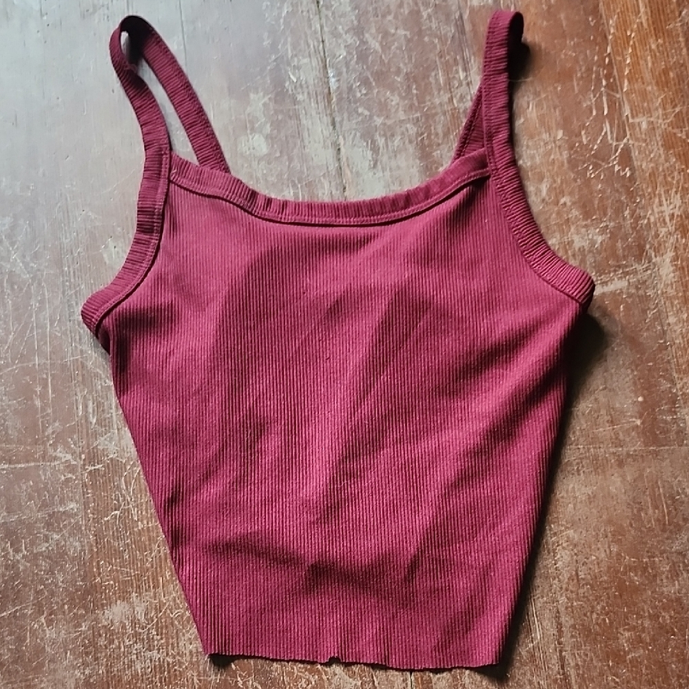 Forever 21 Burgundy Ribbed Tank Top